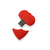 Memoria USB Personalizada con Logotipo en Forma de Corazón, Memoria USB de Goma PVC al por Mayor, Memoria USB de 8GB 16GB 32GB
