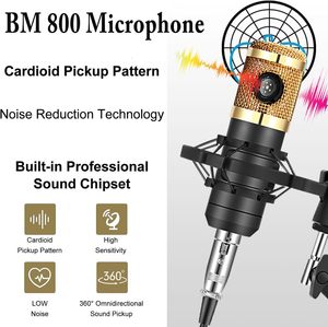 ชุดไมโครโฟนคอนเดนเซอร์ BM800 พร้อมซาวด์การ์ด V8 ไดอะแฟรม 16 มม. รูปแบบการรับเสียงแบบคาร์ดิออยด์ ช่องเสียบ 3.5 มม. และ XLR พร้อมขาตั้งแบบแขน สำหรับงานไลฟ์สด - Product Image 3
