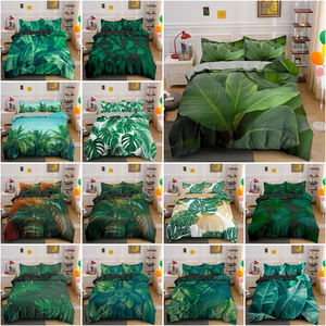 Hot Sale 3D Printing Aangepaste Quilt Cover Kussensloop Set <span class=keywords><strong>3</strong></span> Stuks Tropische Bladeren Dekbedovertrek Bedelenset - Product Image 1
