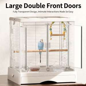 Gabbie per Uccelli <span class=keywords><strong>Decorative</strong></span> di Lusso Stile Villa a Fili Orizzontali per Uccelli Pappagalli Piccioni Classiche in Ferro con Bottone in Plastica Solide Calde e Traspiranti - Product Image 3