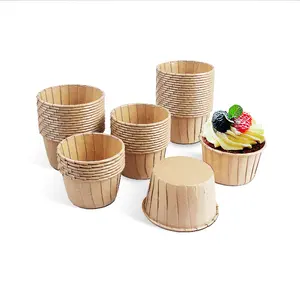 Beigu Food Grade PET Paper Muffin Cake cup White Kraft Paper Baking Mold Rolling Mouth cupcake liners