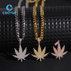 <b>Top</b> Quality 925 Sterling Silver VVS Moissanite Leaf Pendant Hip Hop Iced Out Jewelry Unisex GRA Certificate - Product Image 2