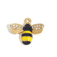 Acier inoxydable métal plaqué or couleur cristal mignon abeille pendentif pour collier à faire soi-même breloques en diamant pour Bracelet fabrication de bijoux