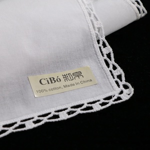 D002 السيدات المطرزة المطرزة الهانكيز النساء الزفاف هدية عيد الميلاد 12 "x 12" وشاح مربع أبيض القطن الدانتيل المناديل - Product Image 5