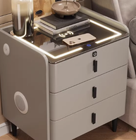 Table de chevet intelligente en bois massif 2025 avec serrure avancée et 2 tiroirs, style moderne et luxueux pour chambre d'appartement