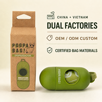 Distributeur de sacs à déjections canines portable OEM/ODM avec clip, rouleau de recharge et boîte de vente au détail personnalisée, fabriqué en Chine et au Vietnam