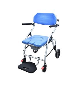 Chaise de toilette pliante en aluminium multifonctionnelle avec roues et repose-pieds pour personnes âgées, pour la douche au chevet et les personnes handicapées - Vente en gros - Product Image 1