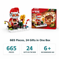 Ensemble de blocs de construction Père Noël 665 pièces, boîte en plastique colorée, jouet de Noël DIY pour enfants de 6 ans et plus, décoration de Noël