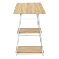 Bureau d'ordinateur moderne de luxe en bois blanc et métal, table d'ordinateur portable assemblée avec étagère de rangement pour une utilisation efficace à la maison ou au travail