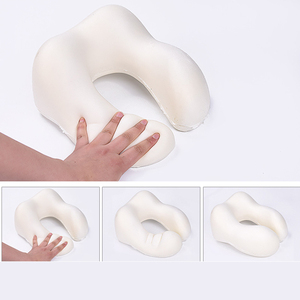 Bantal Leher Lipat Busa Memori Khusus untuk Perjalanan Pesawat dengan Penutup Kepala Bentuk U dan Logo - Product Image 5