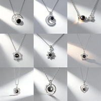Collier de projection photo personnalisé sur chaîne en acier inoxydable, pendentif cœur et fleur avec image DIY pour couples et familles