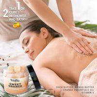 Crème exfoliante au sucre OEM/ODM ultra hydratante, bio, à l'orange douce, 12 oz, au beurre de karité et mangue, végétalienne, réutilisable