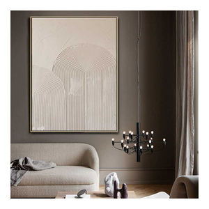 Art mural en toile fait main, texture épaisse blanche minimaliste Wabi-Sabi 3D, pour chambre à coucher et hôtels - Product Image 1