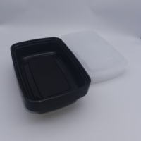 Contenants alimentaires en plastique noirs rectangulaires de style américain, pour préparation de repas au micro-ondes, étanches, sans BPA, empilables, réutilisables avec couvercles