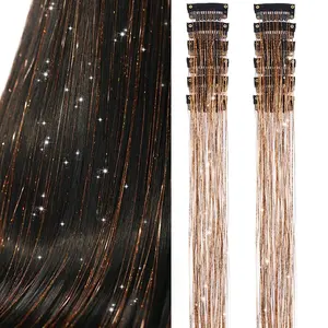 HAVEN HAIR Pack Of 12 Pcs Clip In Hair Tinsel 20 Inch Colorful Glitter Tinsel Hair Extensions Festival Gift Tinsel Fairy Hair