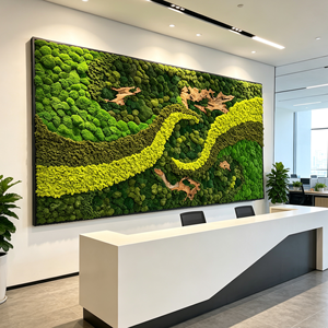 Arte de Pared de Musgo Preservado Cuadrado Personalizado con Luces LED, Marco de Musgo Natural para Vestíbulo Corporativo y Spa, Decoración para el Día de San Valentín - Product Image 4