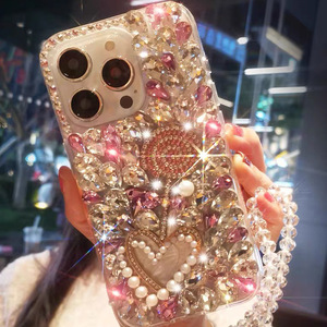 Protection d'écran en TPU antichoc en cristal <span class=keywords><strong>rose</strong></span> en forme de cœur de luxe pour les étuis de téléphone portable 17/16/15/14/13/12 - Product Image 1