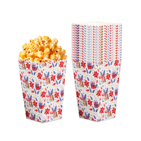 Vente en gros de boîtes de pop-corn en papier imprimées jetables écologiques boîtes d'emballage de qualité alimentaire fournitures de fête pour les chips à emporter
