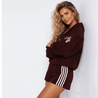 Ensemble de survêtement à capuche surdimensionné pour femme en coton biologique imprimé sur mesure, respirant et écologique, idéal pour le sport et les loisirs