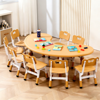 Ensemble table et chaises en forme de U moderne pour enfants, rouge, meubles pour la maternelle, la garderie et l'école