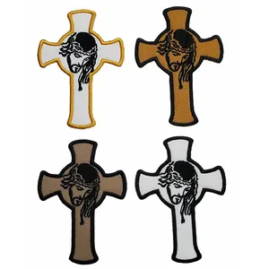 Custom Jesus Forever Cross ricamo in ferro su toppe cristiane ricamate sulla croce di ferro gesus su toppe per l'abbigliamento