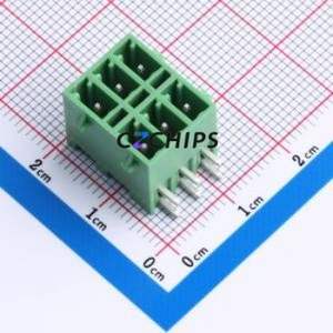 DB2ERHBG-3.81-2*3P-GN Plug-in Terminal Block Bent Lead Through Hole,P=3.81mm Board-to-Board / Socket - Closed Snap Fixing 2x3P - Product Image 1