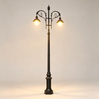 Lampadaire LED 30W à 2 têtes en aluminium et fonte, IP65, pour allées et chemins de jardin extérieurs, style européen, grands lampadaires de jardin