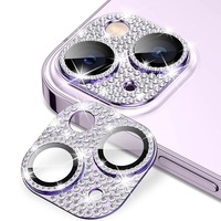 Protection d'objectif d'appareil photo en verre trempé scintillant avec cadre métallique pour iPhone 12-17 Pro Max, protection antichoc 3D de qualité A++