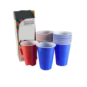 Bộ cốc màu đỏ và màu xanh bao gồm 24 cốc tiệc màu đen và 8 quả bóng máy rửa chén an toàn và có thể tái sử dụng 16 ounce Kích thước Cốc màu đỏ ban đầu - Product Image 1