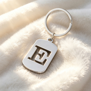 Stainless steel rectangle keychain Die cutting metal <b>key</b> <b>ring</b> Letter A keychain custom Printing metal <b>key</b> <b>ring</b> - Product Image 6
