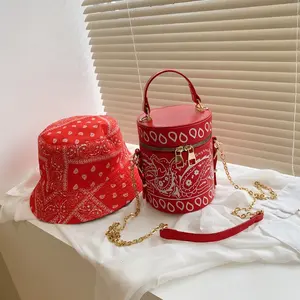 2021 Paling Laris Set Dompet dan Topi Bandana Wanita Mode Dropshipping Dompet dan Topi Set Dompet dan Topi Paisley New York