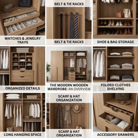 Armoire à portes battantes en bois de noyer foncé avec poignée longue en métal et tiroirs pour le rangement de la chambre
