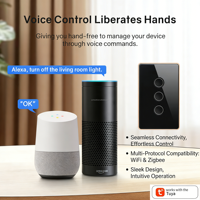 Interrupteur intelligent Wi-Fi et Zigbee 10A pour maison connectée, en verre trempé, à encastrer, avec fonction tactile et rainure concave