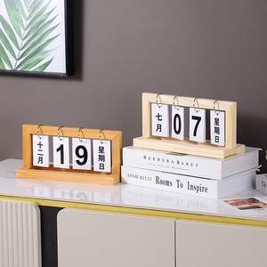 Calendario chino de madera de Mystic Arts con días de la semana, decoración de escritorio perpetua para el hogar, oficina, estudio, dormitorio - Product Image 2