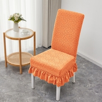 Vente en Gros Nouveau Design Housse de Chaise Jacquard Spandex Jupe Extensible Tricotée pour Décoration de Salle à Manger