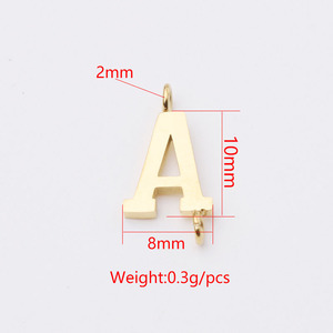 A2695 mode or argent acier inoxydable lettre charme lettre initiale 26 alphabet charme mignon pendentif pour collier bricolage - Product Image 3