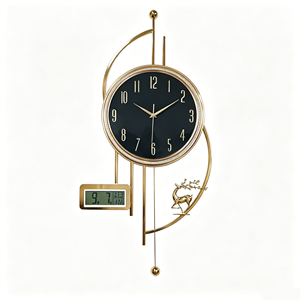 Horloge <span class=keywords><strong>murale</strong></span> silencieuse à quartz analogique en métal <span class=keywords><strong>doré</strong></span> de luxe, cadran géométrique abstrait, design Art Déco, style antique, à suspendre - Product Image 2
