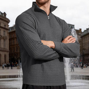 Sweat-shirt Homme Automne Hiver à Col Montant et Fermeture Éclair, Coupe Ample Décontractée, Motif à Carreaux, Avec Étiquette, Modèle Cross Border - Product Image 1