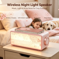 Mini Ornement Décoratif LED en Plastique Paysage Sakura, Veilleuse d'Ambiance à Bruit Blanc, Charge Rapide Sans Fil, Haut-parleur BT et Peinture Artistique