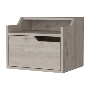 Floating Nightstand With <b>Drawer</b> And Dual Shelf Display <b>For</b> Bedroom <b>Storage</b> - Product Image 6