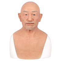 Masque de maquillage de couverture de tête de fête humaine réelle réaliste avec masque masculin de barbe pour Crossdresser Cosplay Costume Party
