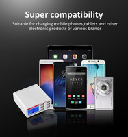 Station de charge USB 40W Affichage numérique à écran LED à 6 ports pour chargeur multi-USB pour téléphones Iphones et Android avec US/EU/AU/UK