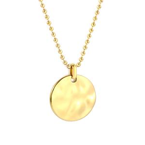 Collar con Colgante de Moneda de Acero Inoxidable Grabado y Chapado en Oro de 18K con Logotipo Personalizado, Cadena de Bolas Pequeñas a la Moda - Product Image 1