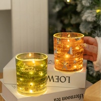 Vente en gros de cadeaux romantiques de Noël à LED intégrées sensibles à la lumière de luxe personnalisées décorations de vacances bougies parfumées à la cire de soja
