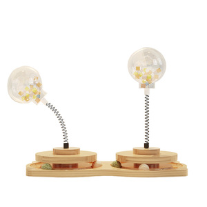 Solid Wood <b>Cat</b> Teaser Roly Poly Food Dispenser <b>Cat</b> Toy For Entertainment And Relaxation - Product Image 3