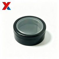 Bouchons à vis en plastique noir avec fenêtre transparente visible, fermetures de bouteilles en PP pour pots de crème cosmétique, marque OEM/ODM CN/FUJ