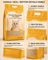 Sac d'emballage plastique pour litière pour chat, pochette refermable à huit soudures latérales avec poignée, sac à fermeture éclair autoportant avec bec verseur pour recharge de litière pour animaux de compagnie