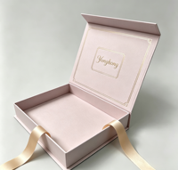 Boîte de présentation personnalisée de luxe pliable magnétique écologique avec laminage mat et gaufrage, vente en gros, noir classique, rigide de 2 mm d'épaisseur