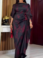 Robe longue élégante grande taille pour femme, style africain, imprimée, ample, pour soirée, manches chauve-souris, kaftan