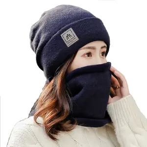 ZG Hat Women's Winter Korean Warm Cold-Proof Woolen Cap Fashion All-Matching Cycling Knitted Ladies Hat New Style Hats Scarf Set